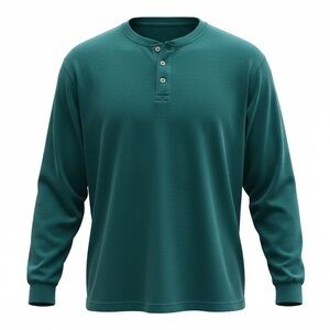 L.L. Bean Men's Carefree Unshrinkable Tee Traditional Fit Henley In Green Sz XL